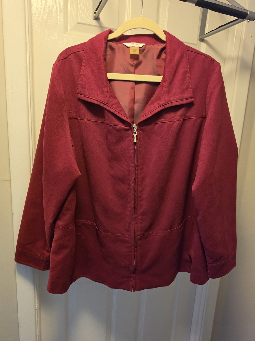 Alia Burgundy Zip-Front Utility Jacket